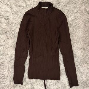 Babaton Sculpt Knit Tie-Back Longsleeve - Rich Mocha Brown